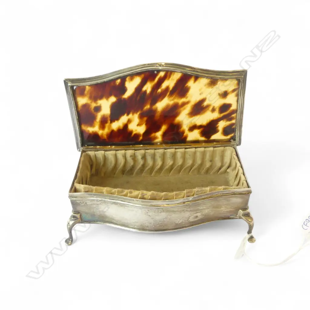 STG SILVER & TORTOISE SHELL JEWELLERY BOX, HENRY MATTHEWS, BIRMINGHAM 1922,. 162gm TOTAL  Image 1++