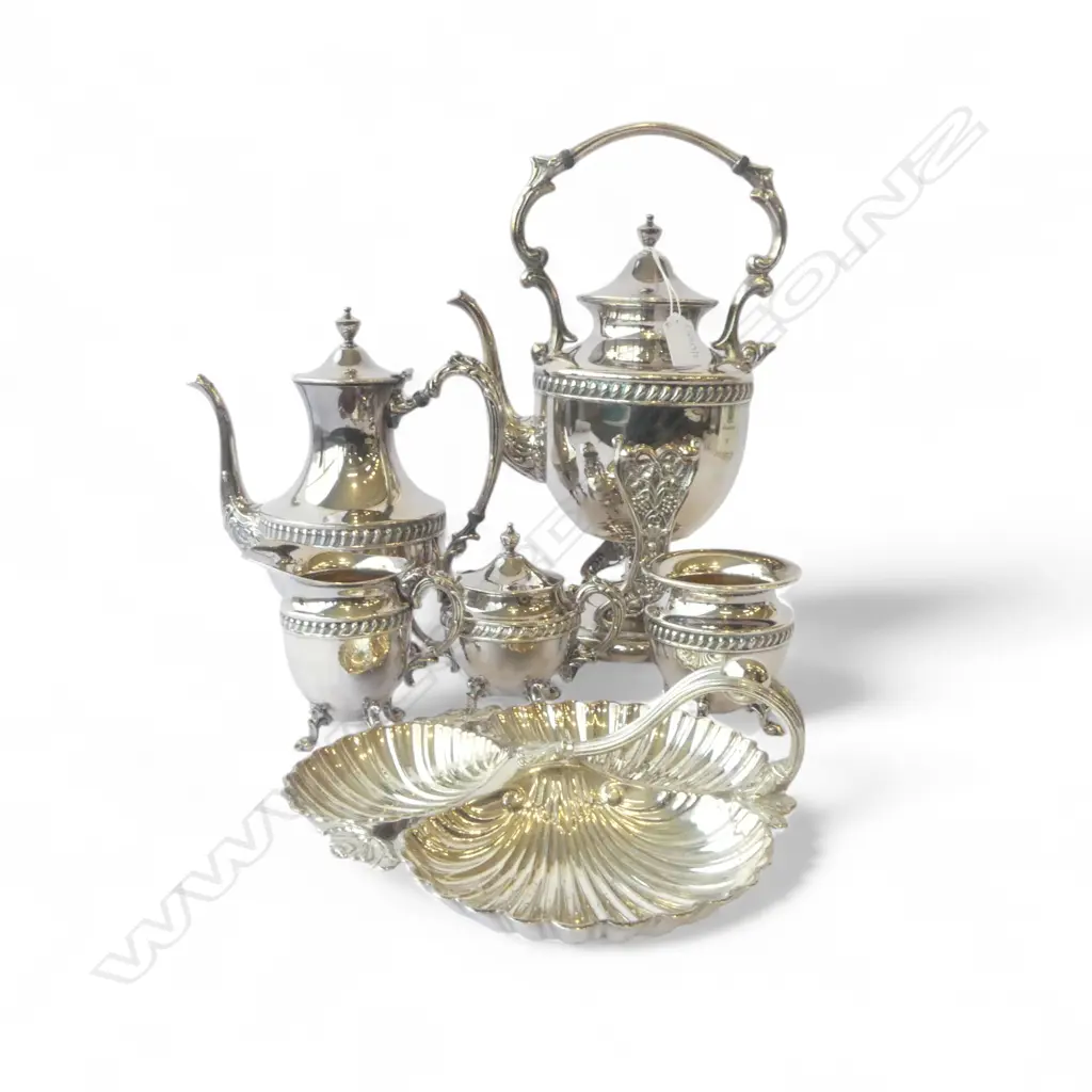 6 PCES EP; SPIRIT KETTLE, TRAY, COFFEE POT, MILK JUG, 2 SUGAR BOWLS Image 1++