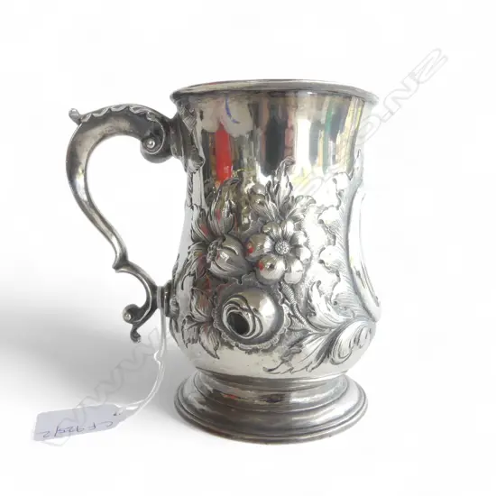VICTORIAN STG SILVER MUG, LONDON 1859 H.130mm, 370gms