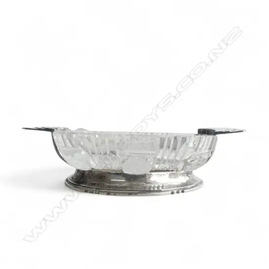 STG SILVER & CRYSTAL DISH, EDINBURGH 1938 130x90mm chips