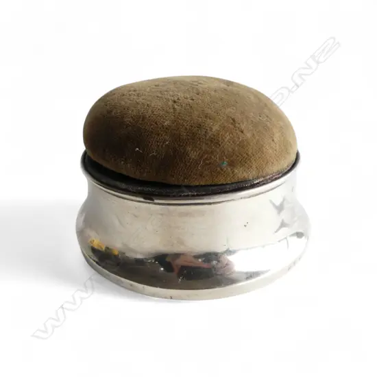 STG SILVER LIDDED PIN CUSHION, B'HAM 1912 90mm dia