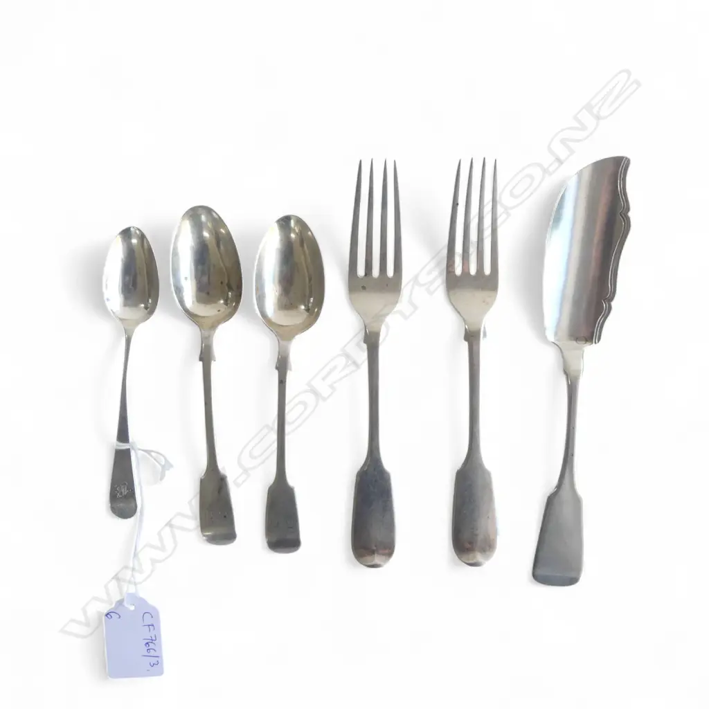 6 PCES STG SILVER CUTLERY INCL. PETER & ANNE BATEMAN TEASPOON, 211gms Image 1++