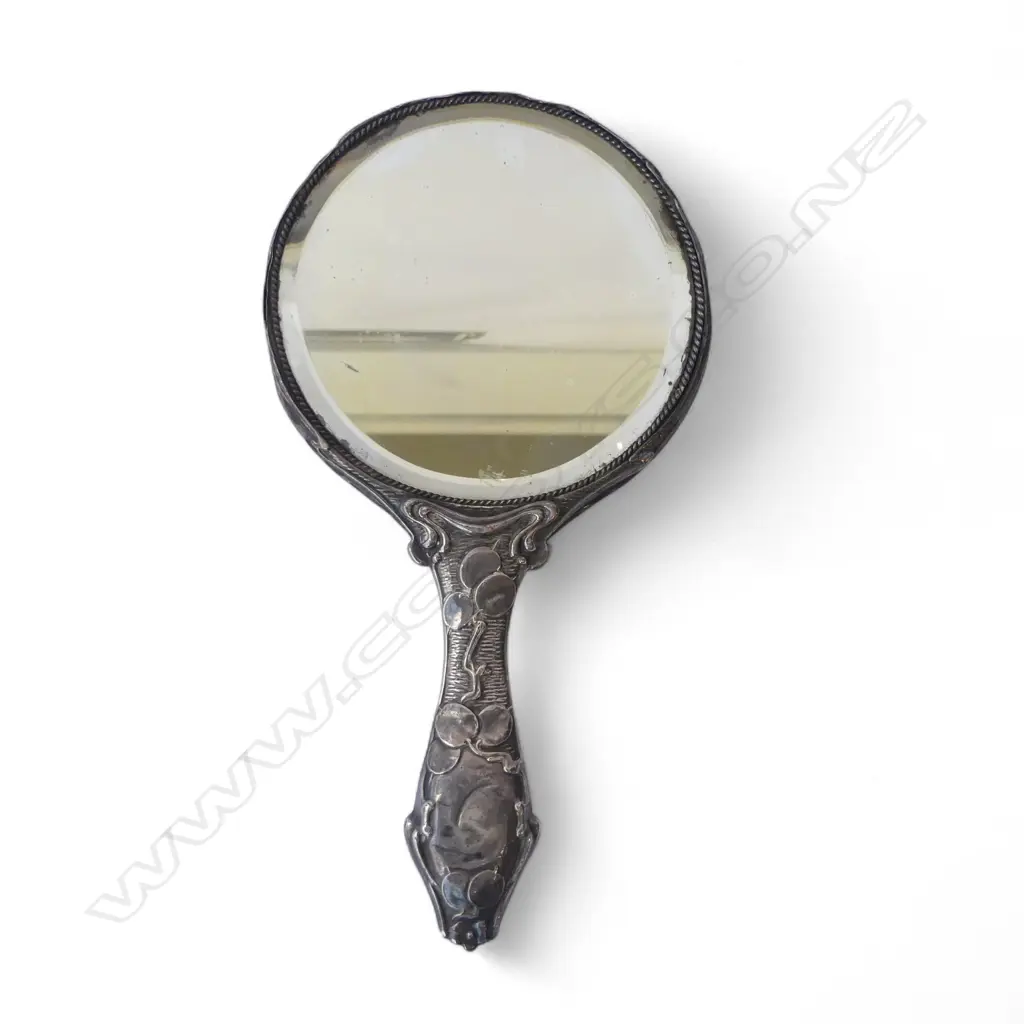 ART NOUVEAU STERLING SILVER HAND MIRROR, WALTER DEAN, B'HAM 1905 FAULTS Image 1++