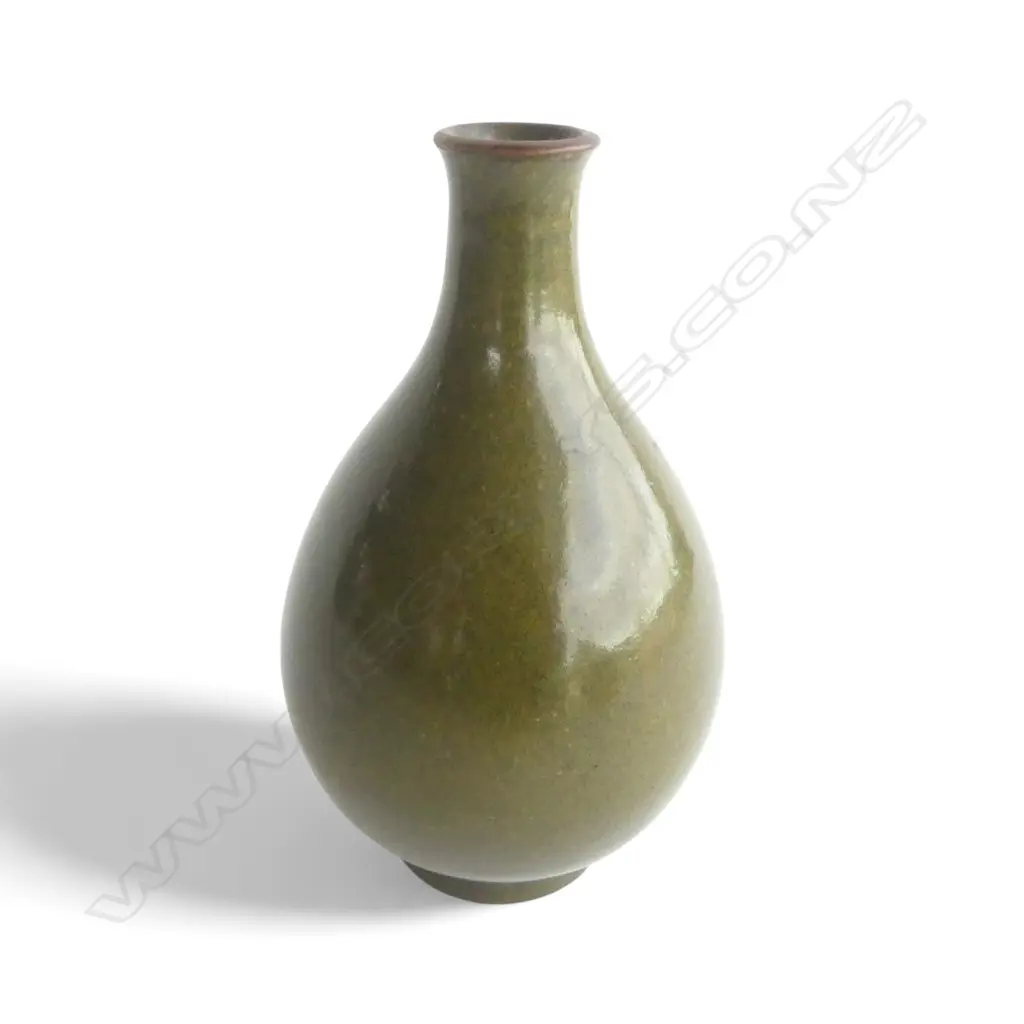 CHINESE OVOID SMALL VASE TEA DUST GLAZE H.160mm rim with repair Image 1++