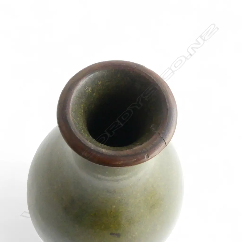 CHINESE OVOID SMALL VASE TEA DUST GLAZE H.160mm rim with repair Image 1++