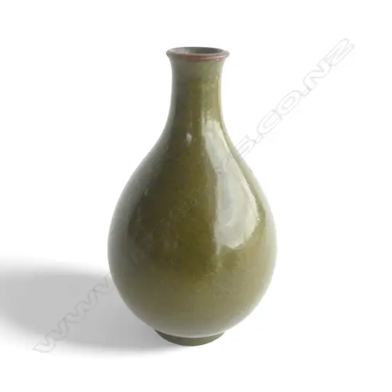 CHINESE OVOID SMALL VASE TEA DUST GLAZE H.160mm rim with repair