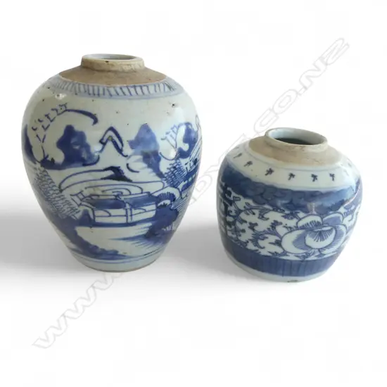 2 ORIENTAL B/W GINGER JARS H.140mm