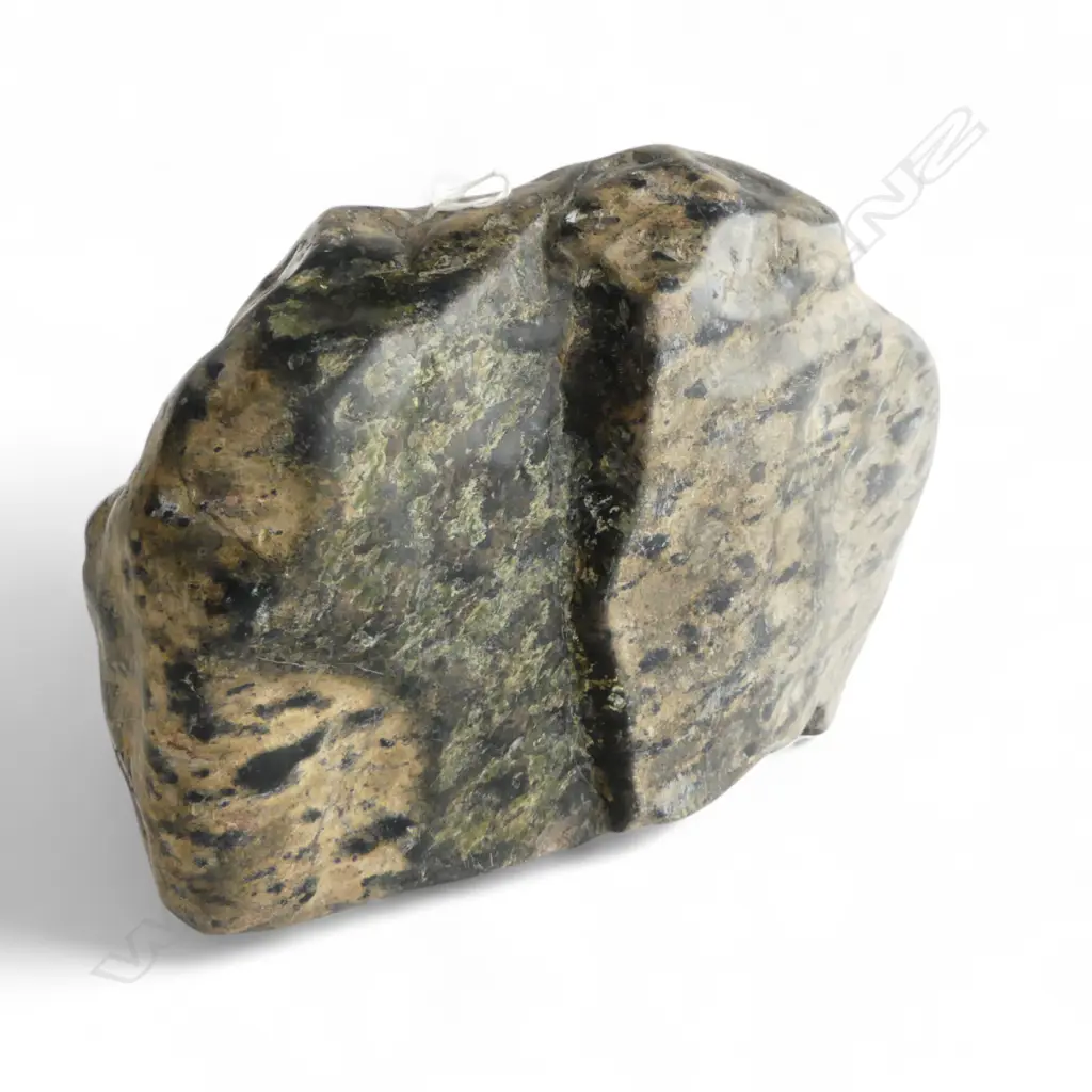 # Large Japanese suikseki bonseki (Nishiki stone) polished scholars rock. Mountainous form L.300mm. H.210mm. Image 1++