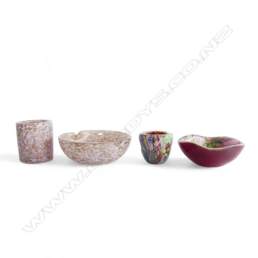 4 PCES MURANO GLASS; 2 BOWLS 145mm dia, 2 CUPS - smallest AF Image 1++