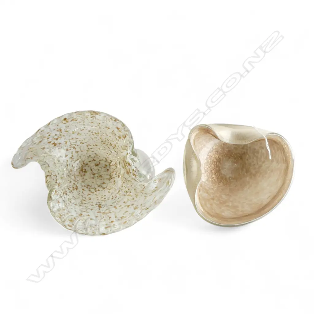 2 MURANO BOWLS; CLEAR, WHITE & GOLD W.225mm Image 1++