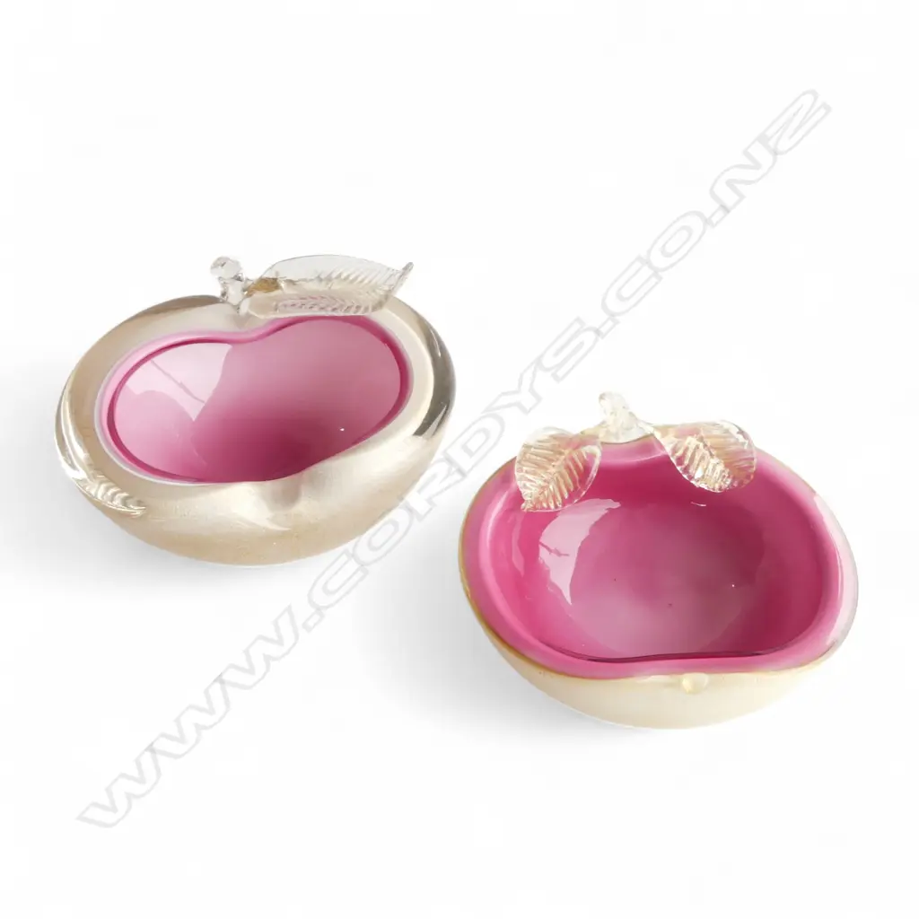 2 MURANO PINK APPLE BOWLS W.160mm Image 1++