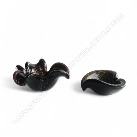 2 BLACK MURANO BOWLS W.175mm