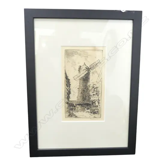 SIGNED ILLEGIBLY 'Partington's Mill' etching ed 10/25 165 x