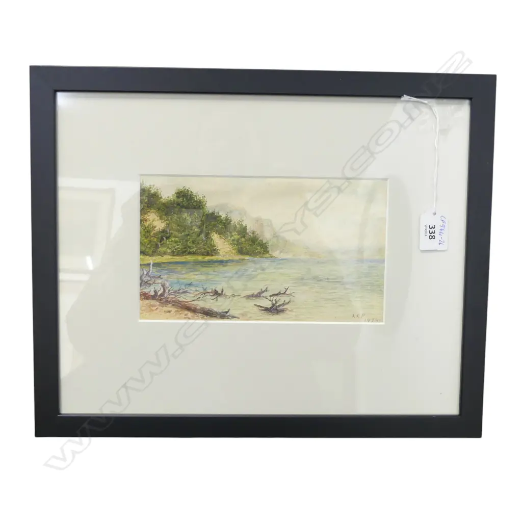 INITIALLED L R P Coastline watercolour initialled and dated 1938 120 x 205mm (housed in contemporary black frame) Image 1++