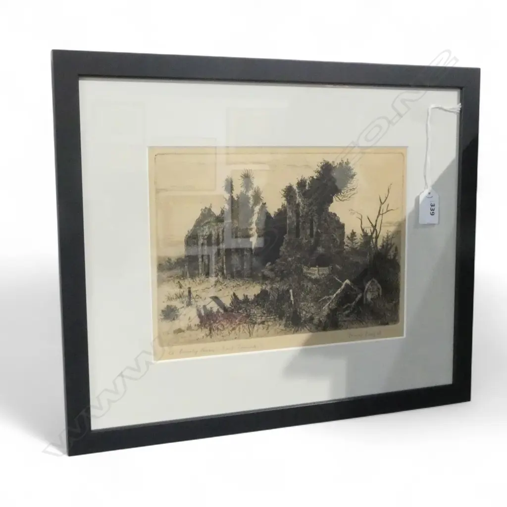 TREVOR LLOYD 'A Lonely Ruin (East Tamaki)' etching signed and titled 173 x 245mm Image 1++