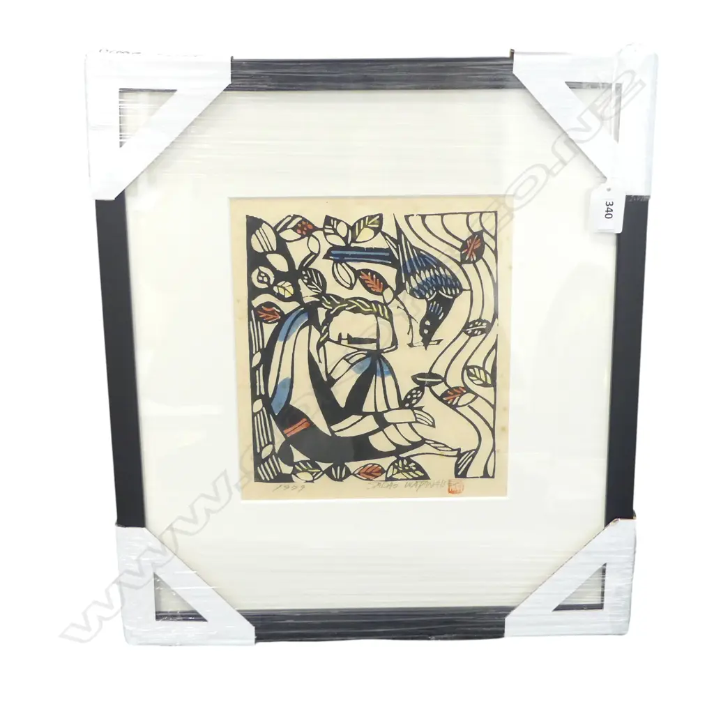 SADAO WATANABE 'Elijah and a Crow' woodblock signed and dated 1979 200 x 180mm Image 1++