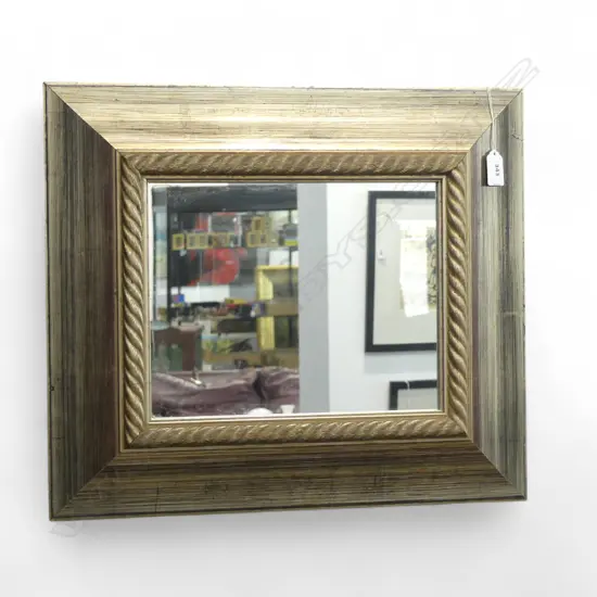 SILVER LEAF FRAMED MIRROR,490 X 430MM