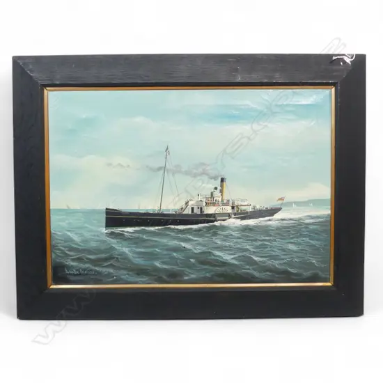 SALVATORE COLACICCO (ITALIAN b.1935) BRODICK CASTLE PADDLE STEAMER, OIL ON CANVAS (ESTATE OF TOMMY DOYLE) 350x490mm
