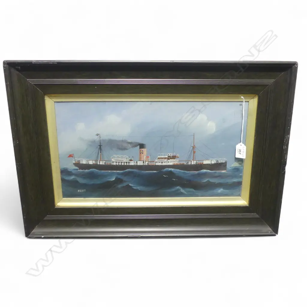 H. CRANE, SHIP ARRINO, OIL ON BOARD 240x440mm Image 1++
