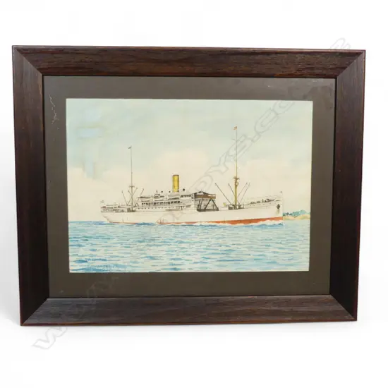 SHIP W/C: SS TASMAN BY ERIC A WATKIN (1895-1961), TITLED, SIGNED & DATED 1938. H.270, W.380mm (From the Estate of Tommy Doyle)