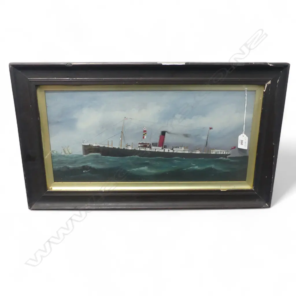 H. CRANE, NARRAGANSETT TANKER (1903-1917), OIL ON BOARD 230x485mm Image 1++