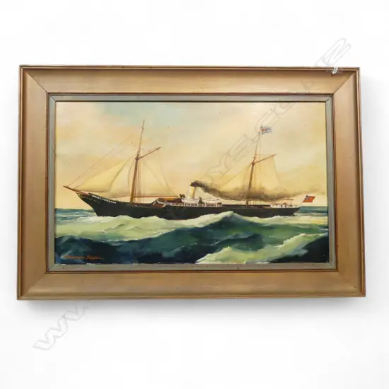 OIL ON CANVAS SAIL STEAMER SIGNED SEFOLIN H300 W500MM (From the Estate of Tommy Doyle)