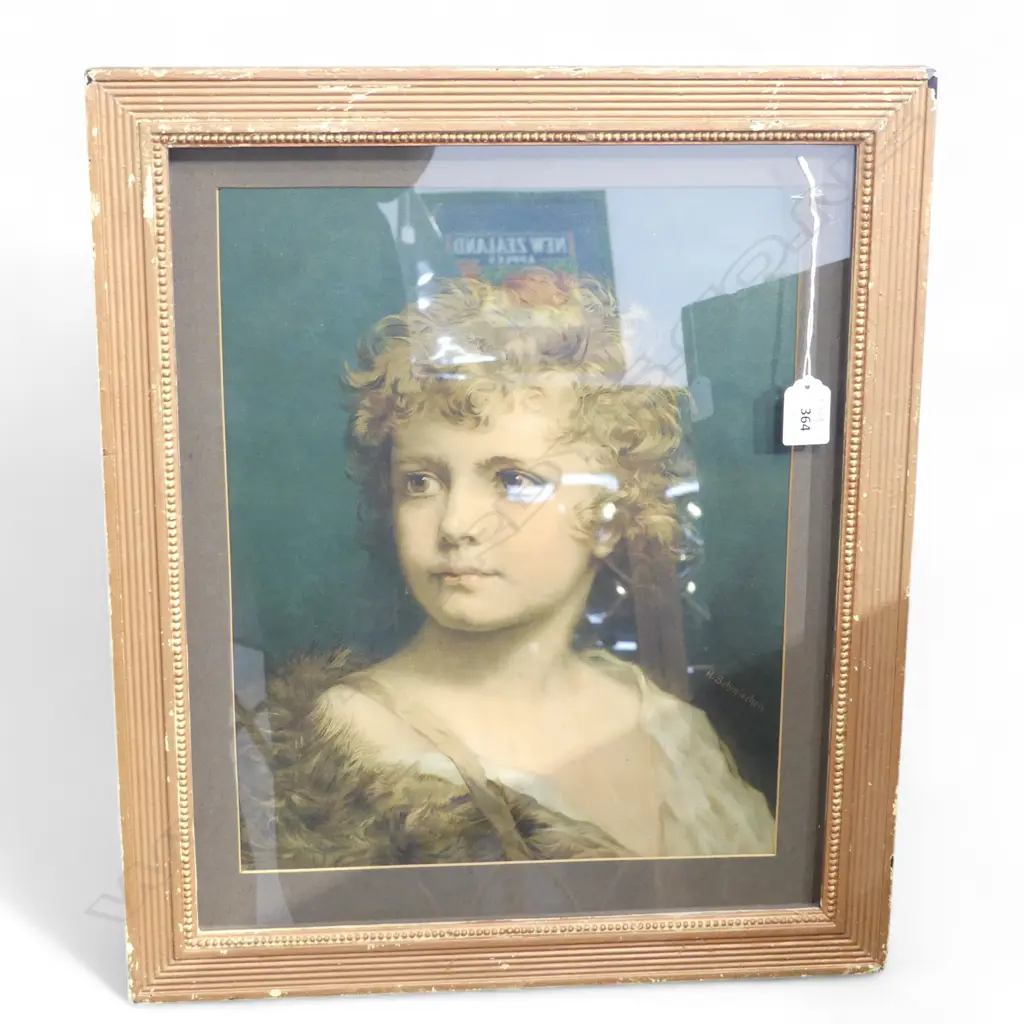 VICTORIAN CHROMOLITHOGRAPH OF A CHILD 360 X 290MM Image 1++