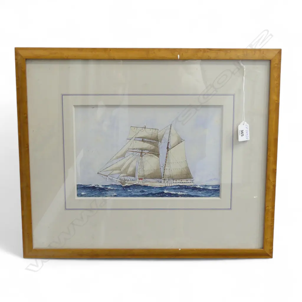 WATERCOLOUR: SAILING BRIG 'ELSIE MARY', SIGNED: J.B. NORTON,  H.220, L.310mm (From the Estate of Tommy Doyle) Image 1++