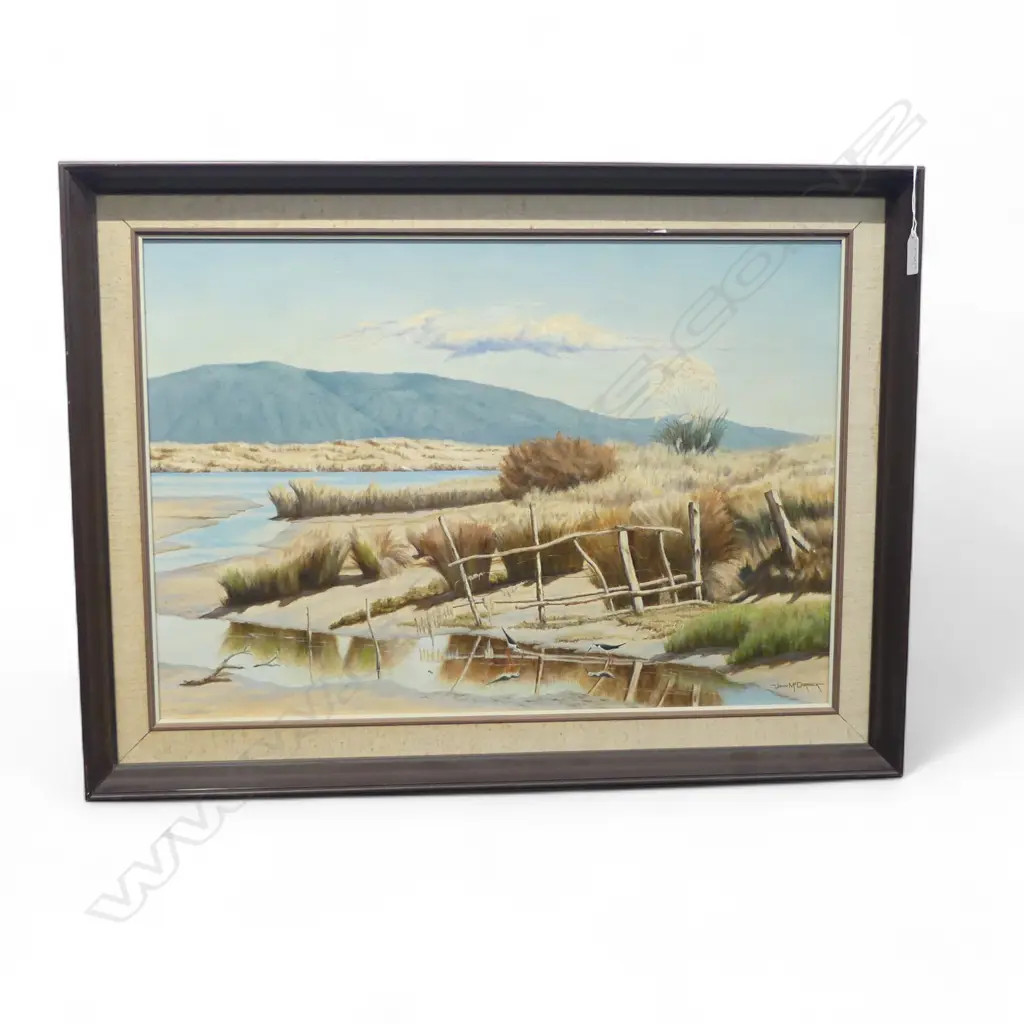 JOHN McCORMICK 'LOW WATER - WAIKANAE RIVER MOUTH' ACRYLIC ON CANVAS BOARD 415x600mm Image 1++