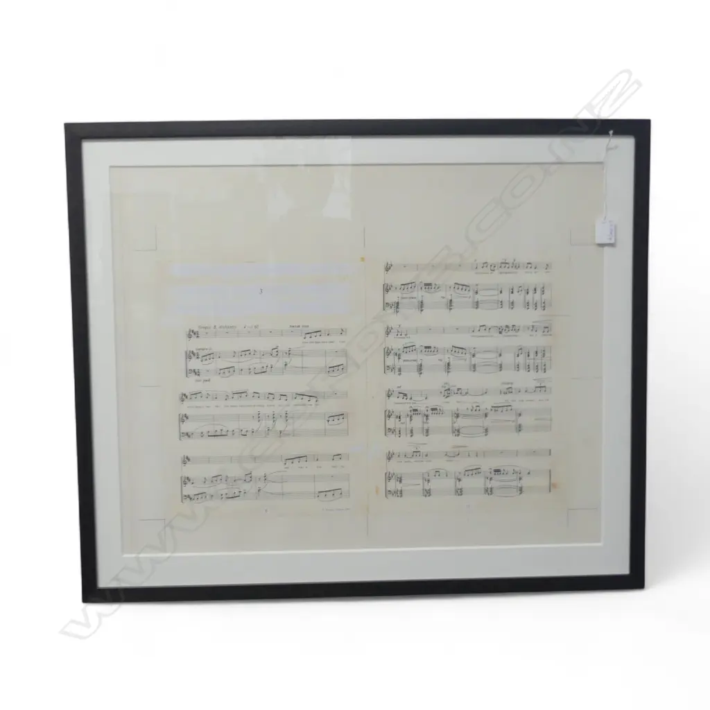 FRAMED SHEET MUSIC; DOUGLAS LILBURN 'SINGS HARRY' 1966, TEXT BY DENIS GLOVER. FACSIMILE OF PUBLISHERS PASTE UP 500x630mm Image 1++