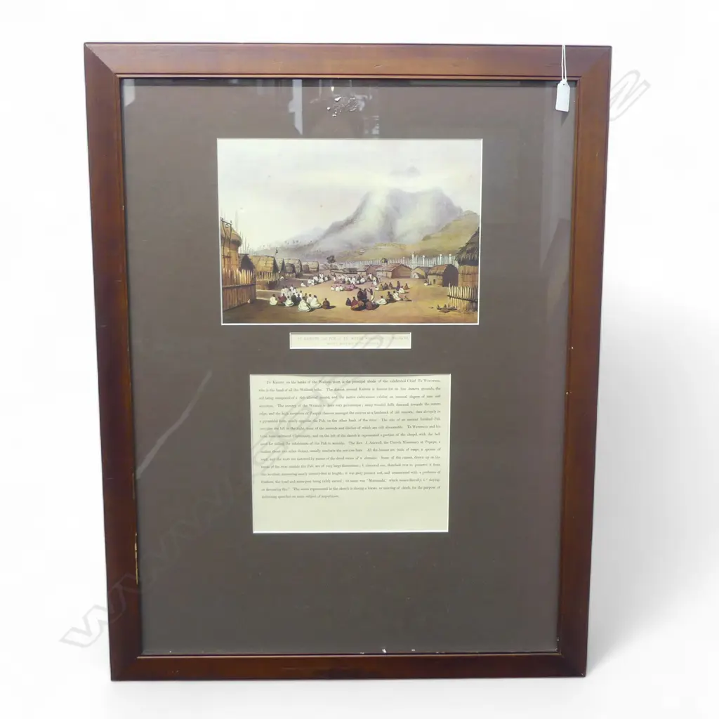 FRAMED BOOKPLATE, TU KAITOTE PAH OF TE WHERO WHERO, WITH BLURB, 830x630mm Image 1++
