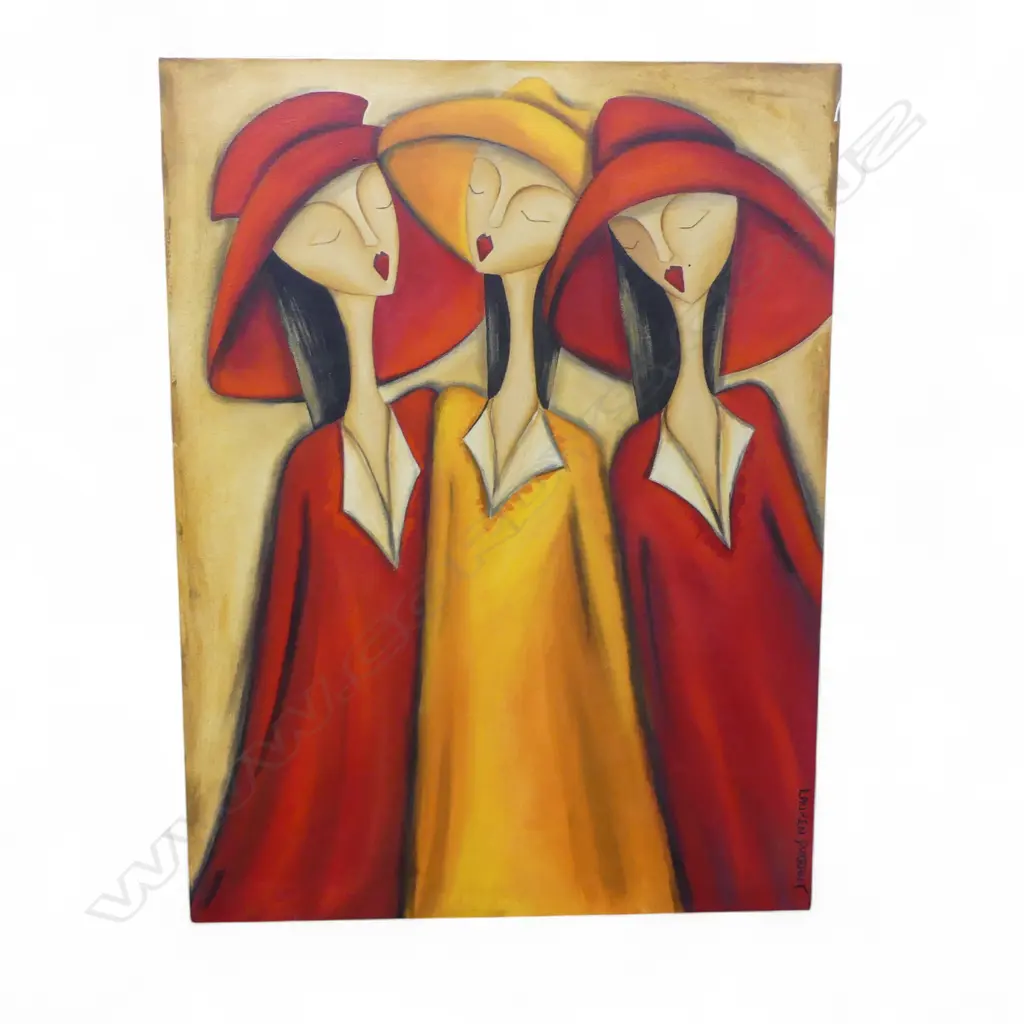 LAUREN DURRANT, 3 WOMEN, ACRYLIC ON CANVAS 805x600mm Image 1++