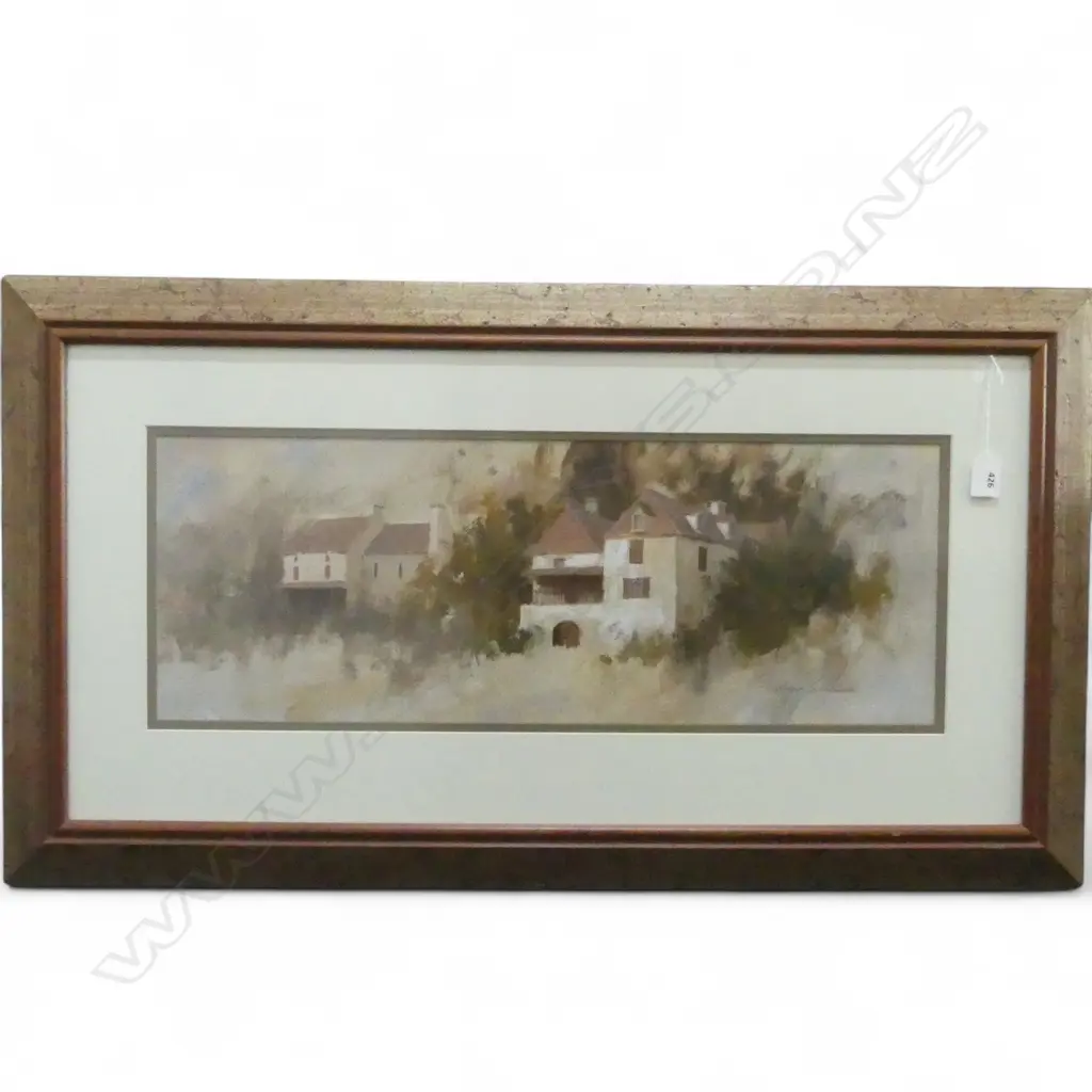 WAYNE SINCLAIR, COUNTRY BUILDINGS, OIL ON BOARD, 240 x 650mm Image 1++