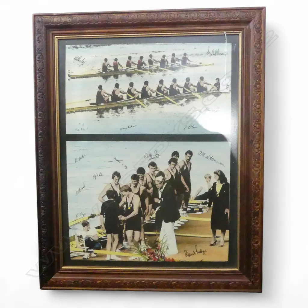HAND COLOURED PHOTO PRINTS (SIGNED IN PRINT) 1982 NZ ROWING 8 WORLD CHAMPS 600x460mm Image 1++
