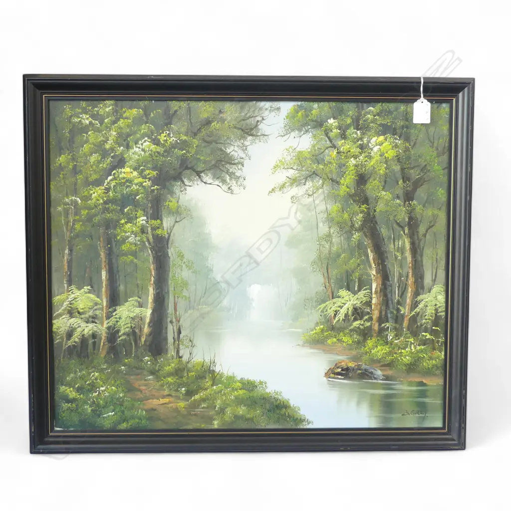 B GREY, BUSH SCENE, OIL on BOARD, 320 x 600mm Image 1++