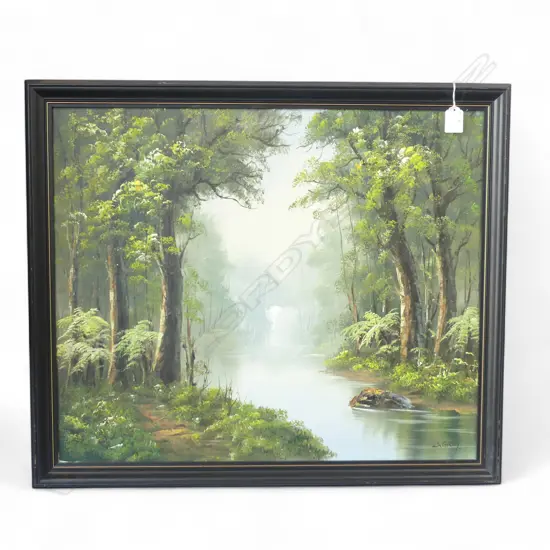 B GREY, BUSH SCENE, OIL on BOARD, 320 x 600mm