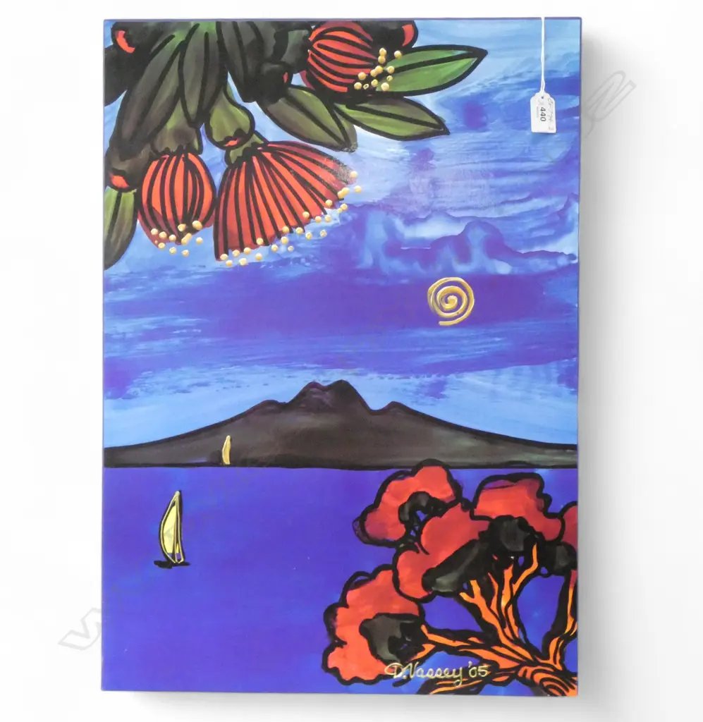 DIANE VASSEY BOARD MOUNTED REPRODUCTION 'Rangitoto', H.600 x 420mm Image 1++