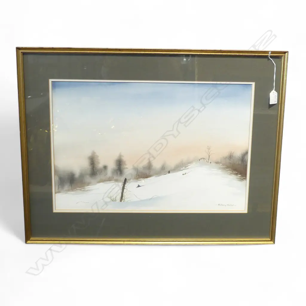 ANTHONY WALLER, SNOWSCENE, WATERCOLOUR SIGNED  , 350  x 530mm Image 1++
