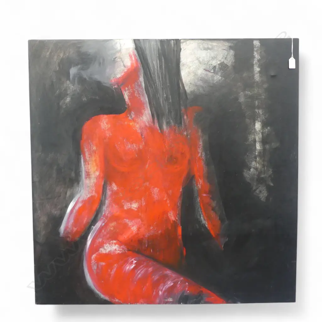 MELANIE MORRIS 'WHITE FIELD II' (RED NUDE) ACRYLIC ON CANVAS 915x915mm Image 1++