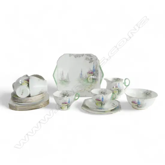 A Six place 21 pce Shelley part tea service Queen Anne Cottage pattern.
