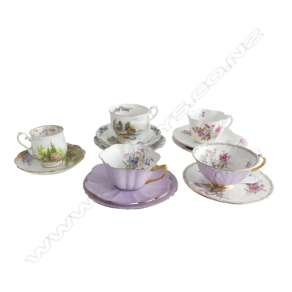 ASST. SHELLEY PAT. CHINA + ROYAL ALBERT 'KENTUCKY ROCKERY' C/S + 'ROAD TO THE ISLES' TRIO Image 1++