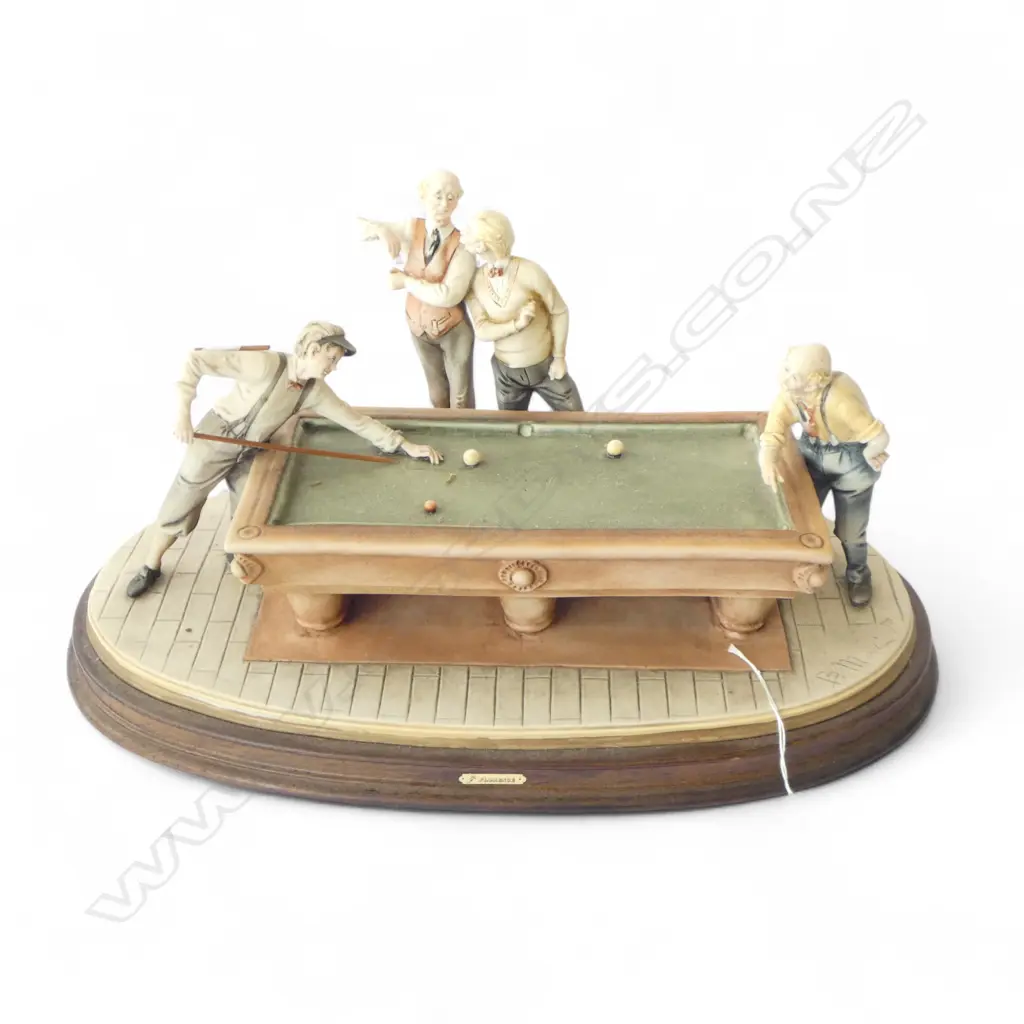 CAPODIMONTE PORCELAIN FIGURE GROUP BILLIARDS by B. MERLI W.600mm needs repair Image 1++