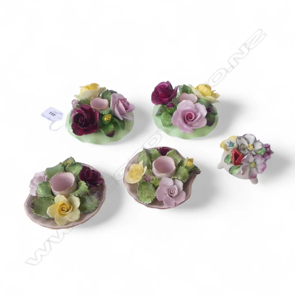 4 DENTON POSIES CHINA CANDLE HOLDERS (FAULTS) + OTHER CHINA POSY Image 1++