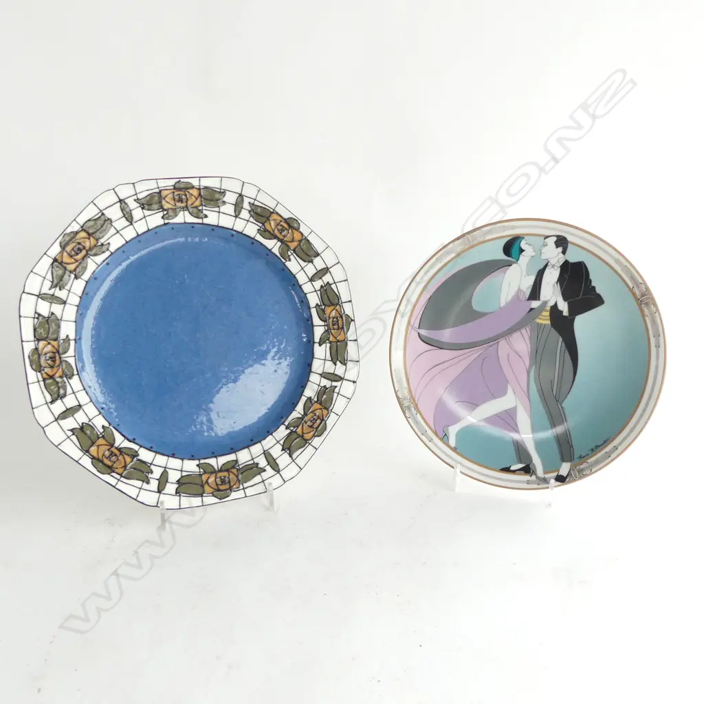 2 CABINET PLATES; BURSLEY WARE 'TUBE LINE' & ART DECO STYLE 'THE TANGO DANCERS' Image 1++