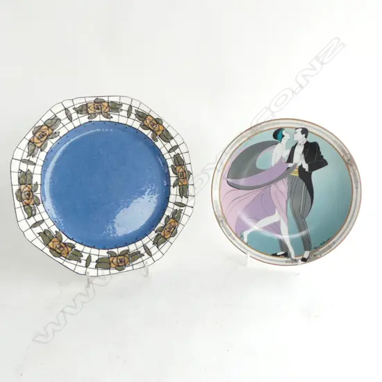 2 CABINET PLATES; BURSLEY WARE 'TUBE LINE' & ART DECO STYLE 'THE TANGO DANCERS'