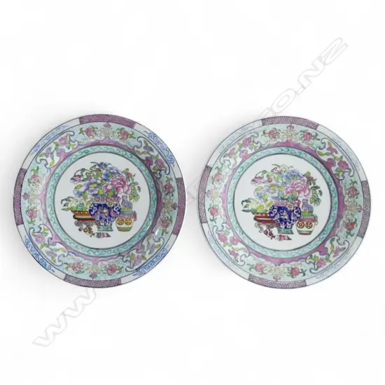 2 FAMILLE ROSE PLATES 275mm dia