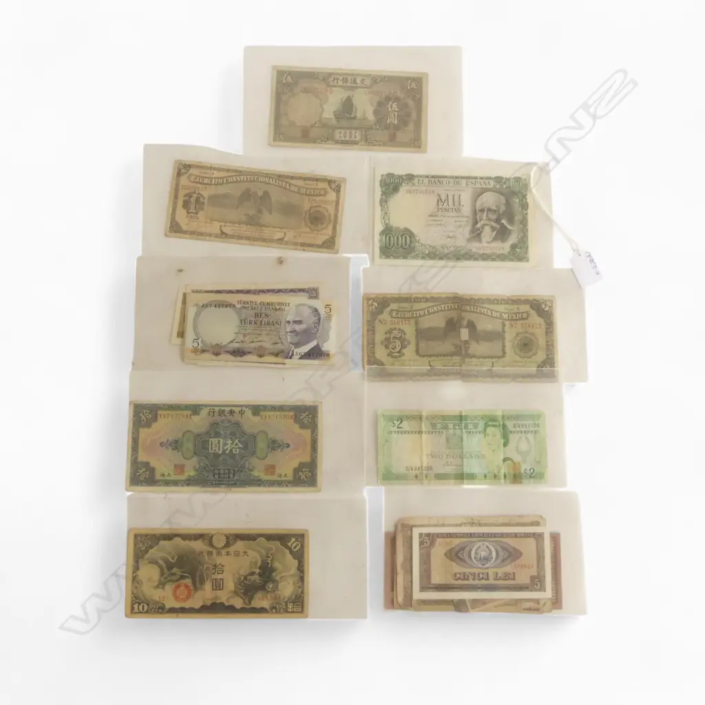 ASST. WORLD BANK NOTES Incl. SPAIN, FIJI, ROMANIA etc Image 1++