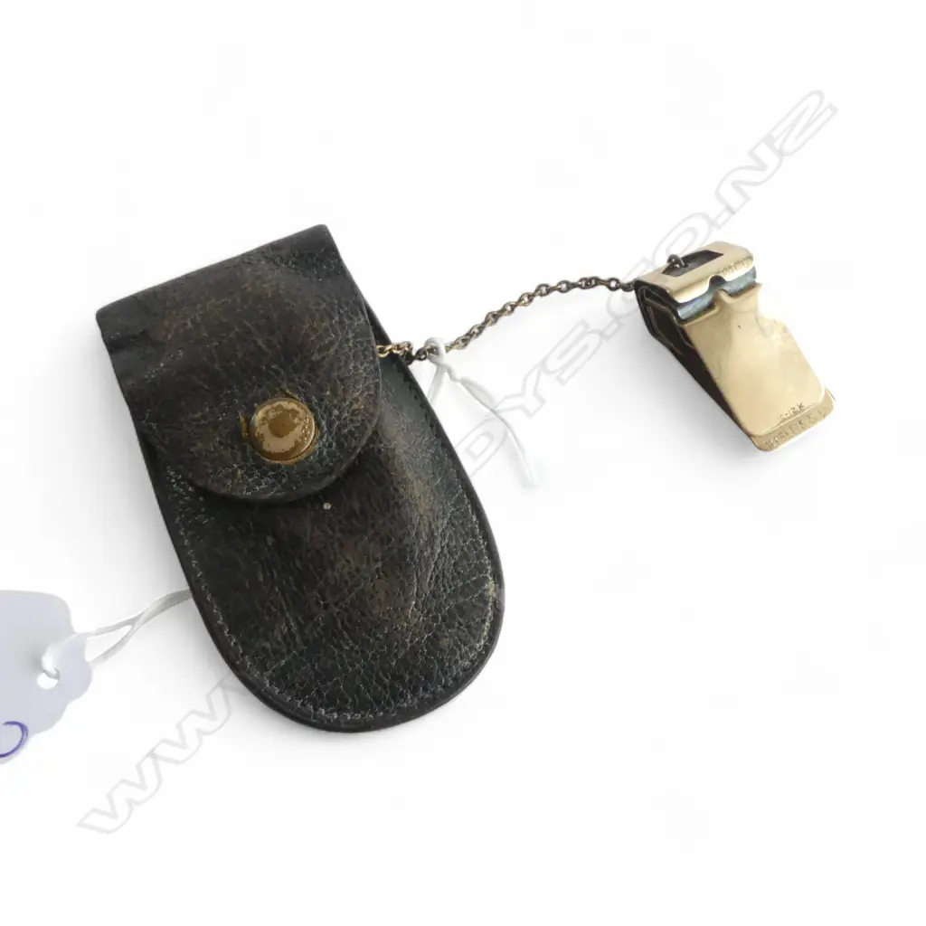 TEBBETT'S & CO 1/10th 12ct GOLD PLATE CLIP w. LEATHER POUCH Image 1++