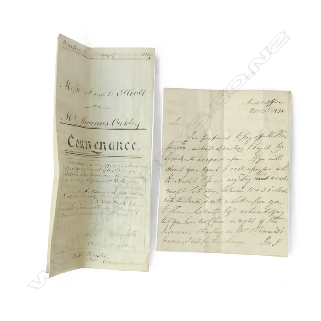 2 PARCHMENT DOCUMENTS; 1857 INDENTURE, LETTER 1830s Image 1++