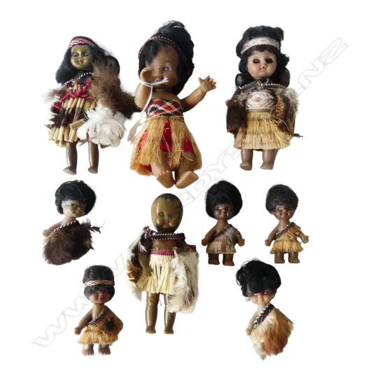 9 VINTAGE MAORI DOLLS H.200mm
